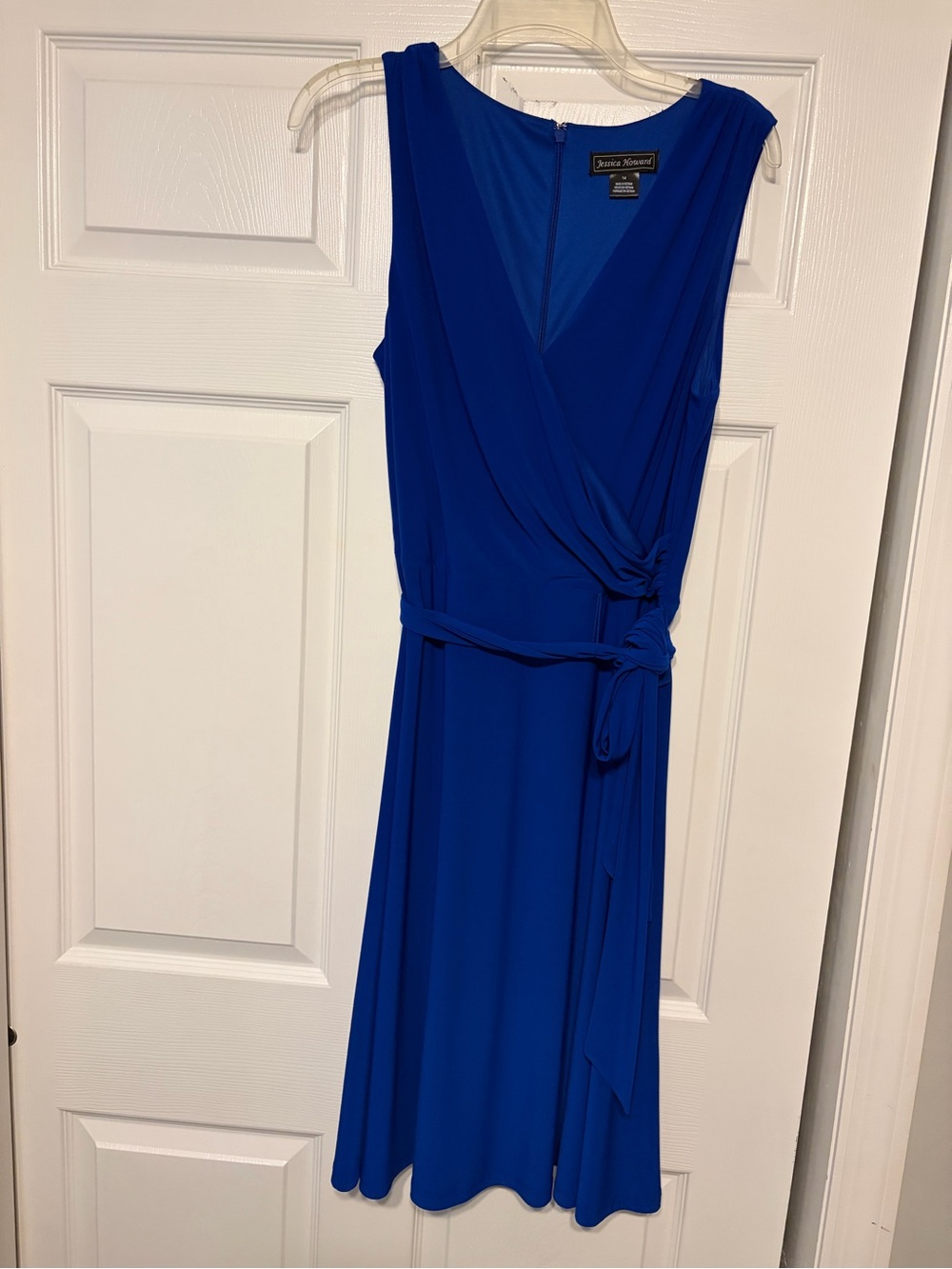 Jessica Howard Royal Blue Faux Wrap Midi Dress Wedding Guest Cocktail Dress